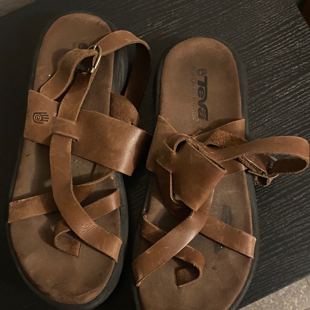 Teva Chestnut Leather Crisscross Sandals
